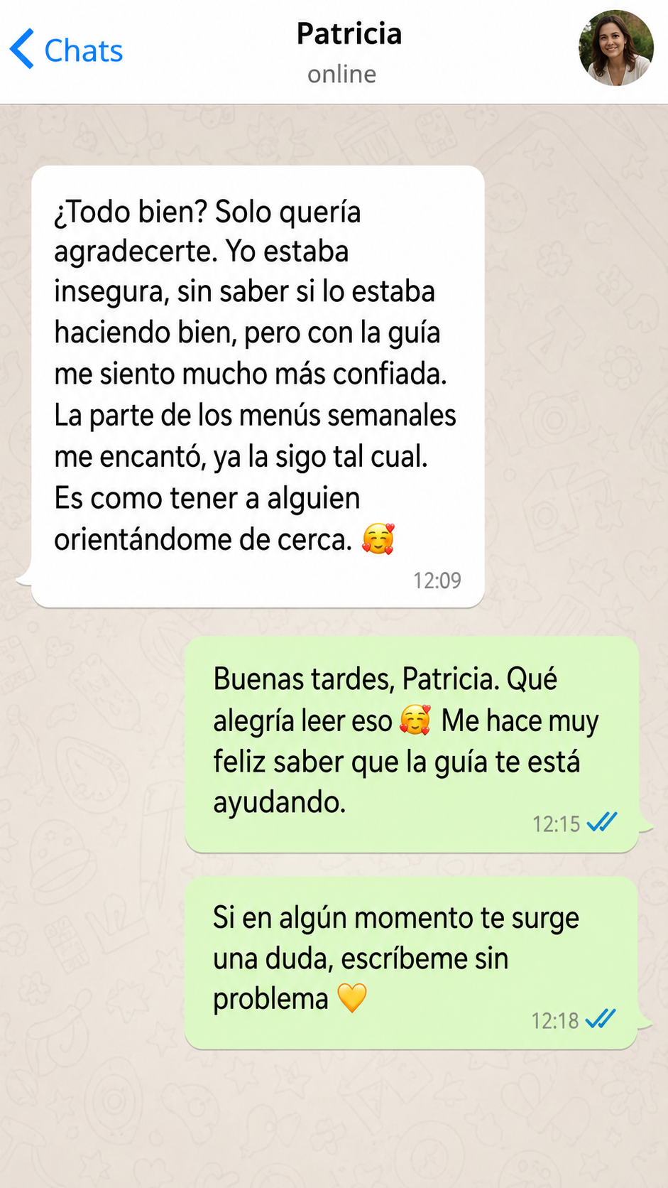 Mensaje de mamá agradeciendo por el Mapa